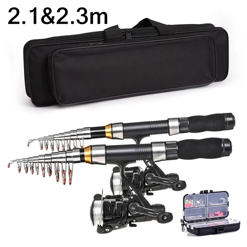 Fishing Rod Carbon Fiber - BRAVMAK 2,1/2,3 м телескопическая катушка для